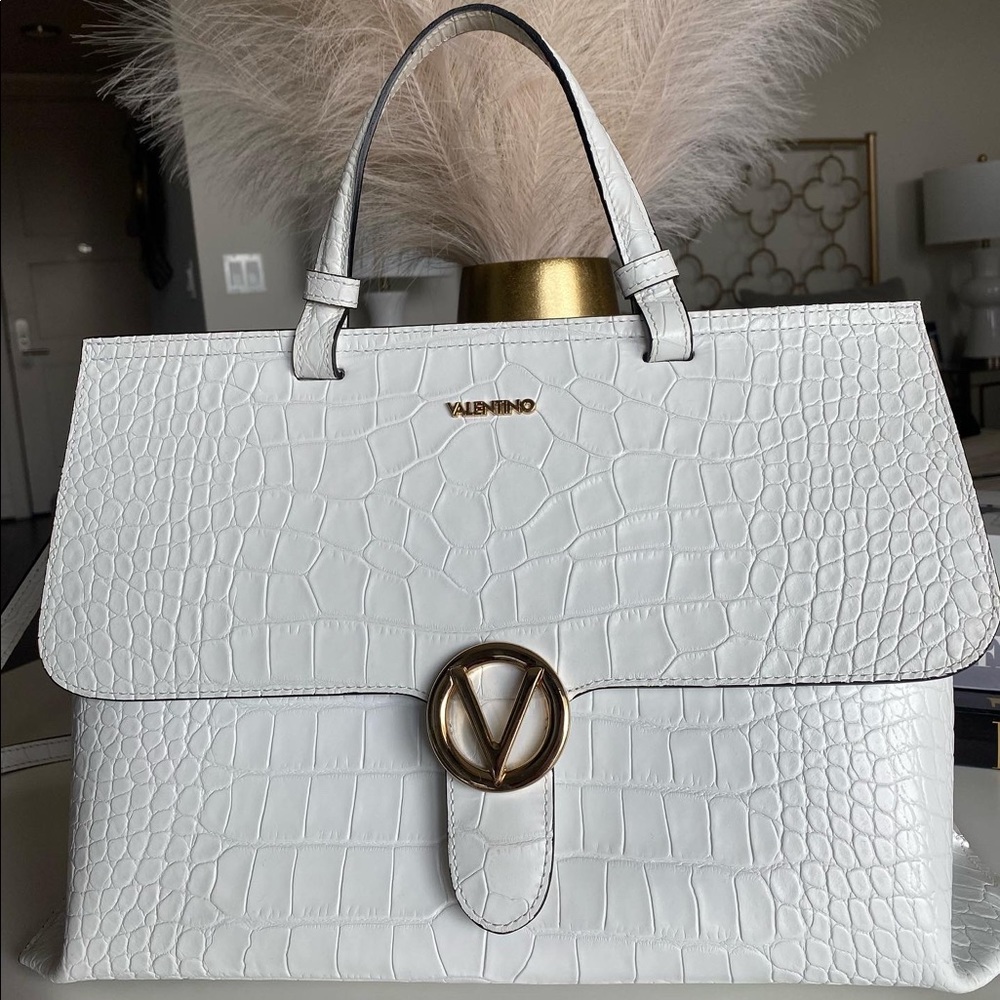 Valentino croc embossed large satchel